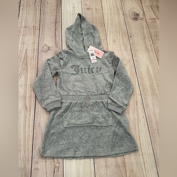 Juicy Couture girls Velour Hooded Dress Gray Heather size 6 - Picture 2 of 7